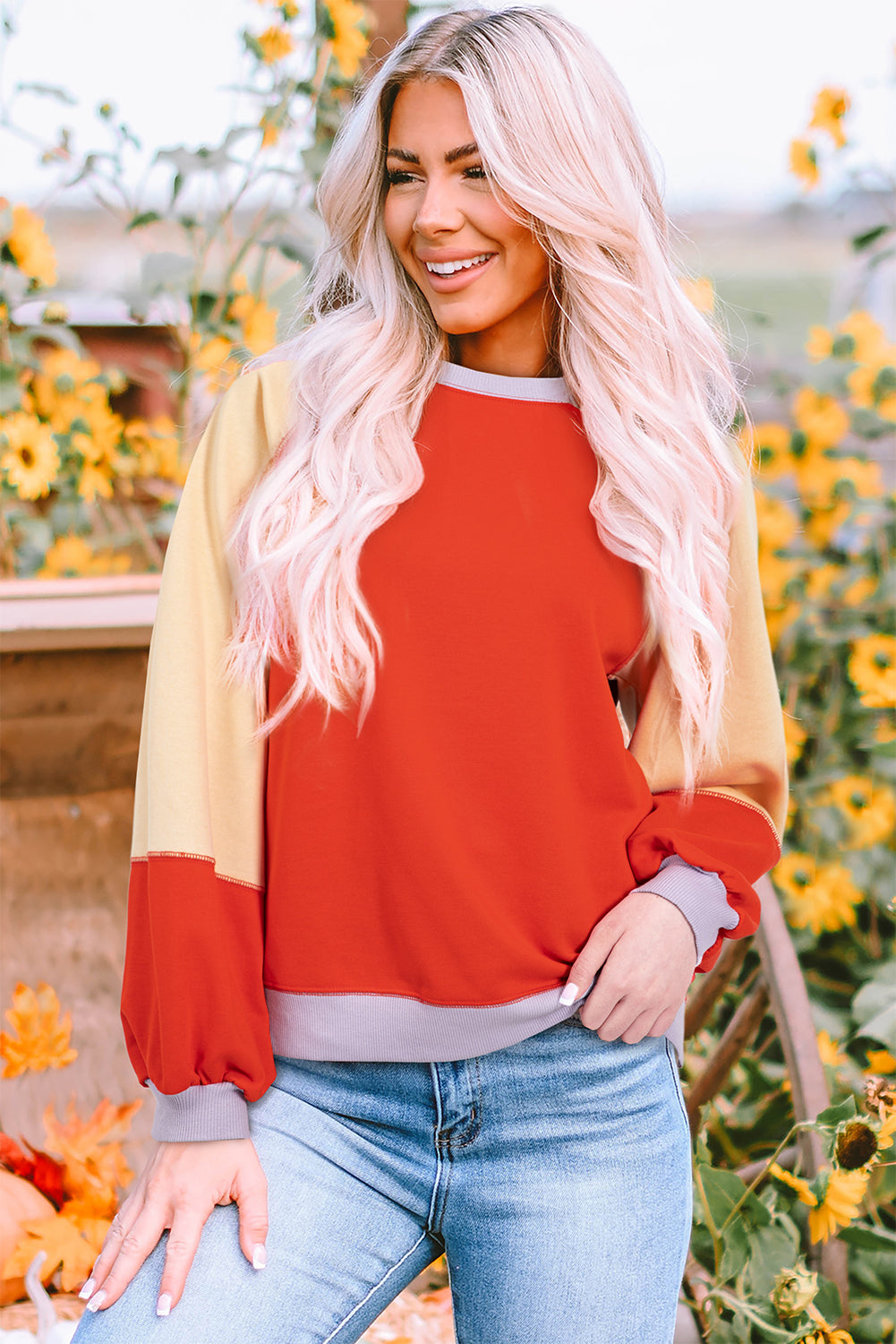 Orange ColorBlock Top