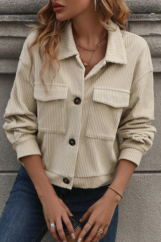 Beige Corduroy Shacket