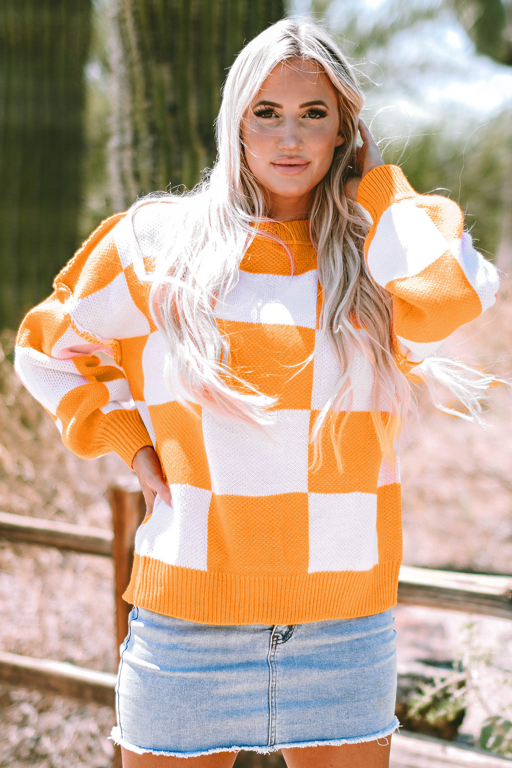 Orange Checkered Sweater