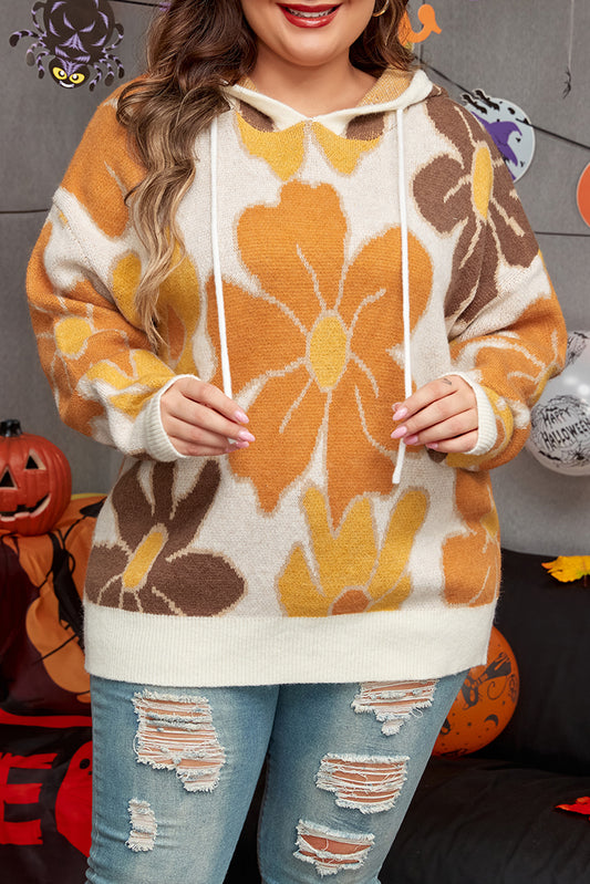 Large Fall Flower Plus Size Sweater