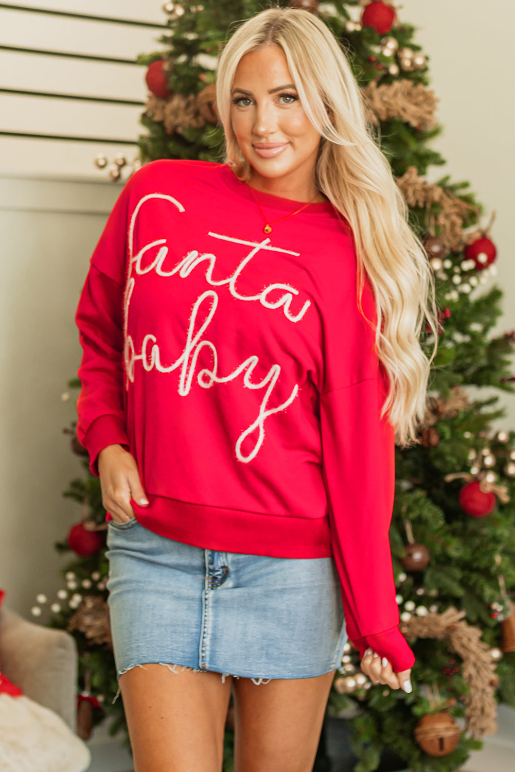 Red Christmas Santa Baby Sweatshirt