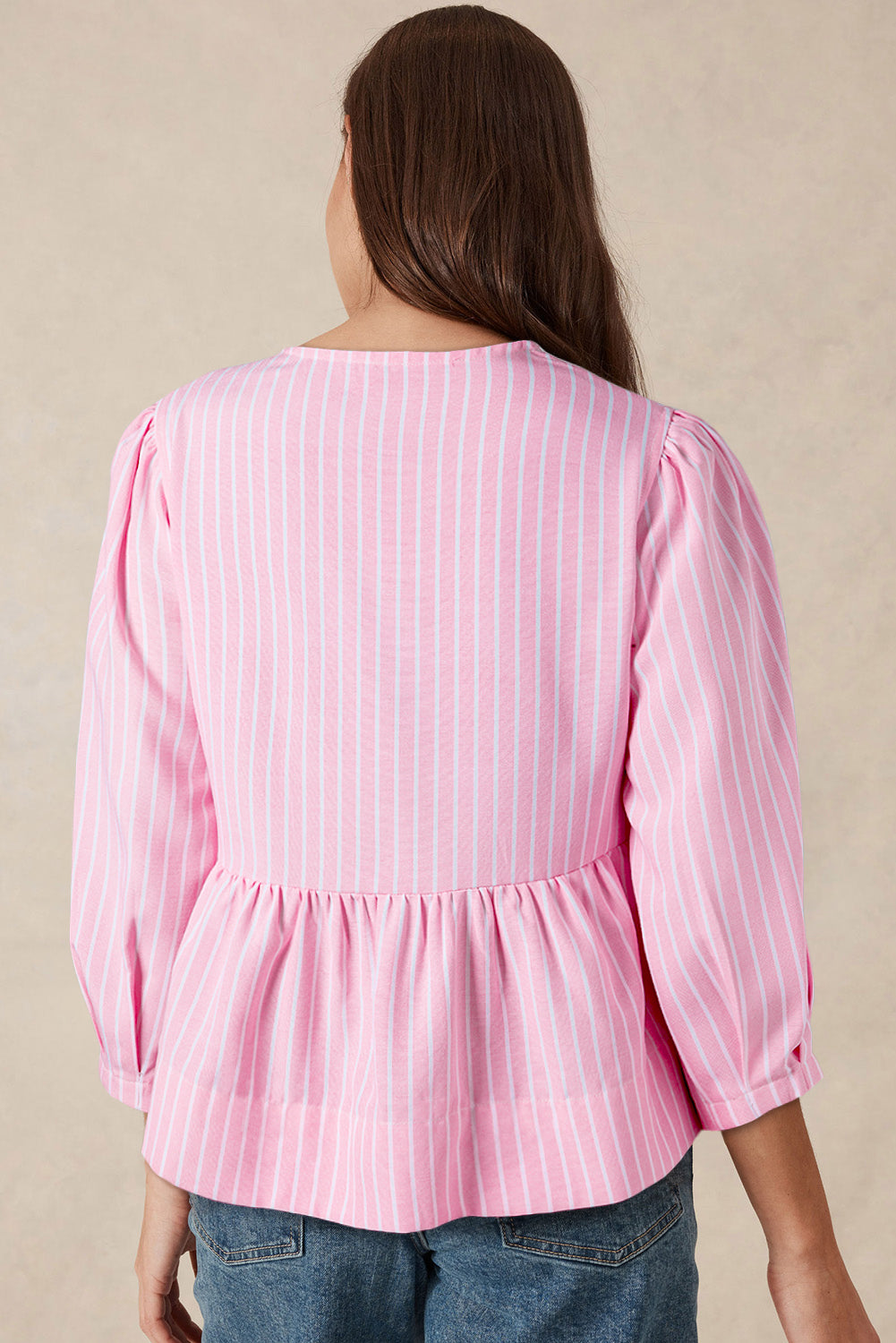 Pink Stripe Bowknot Top