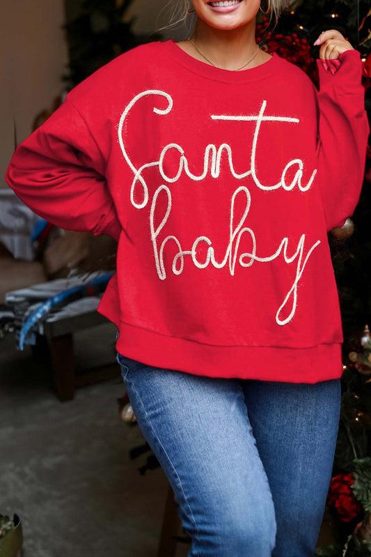 Fiery Red Plus Size Santa Baby Sweatshirt