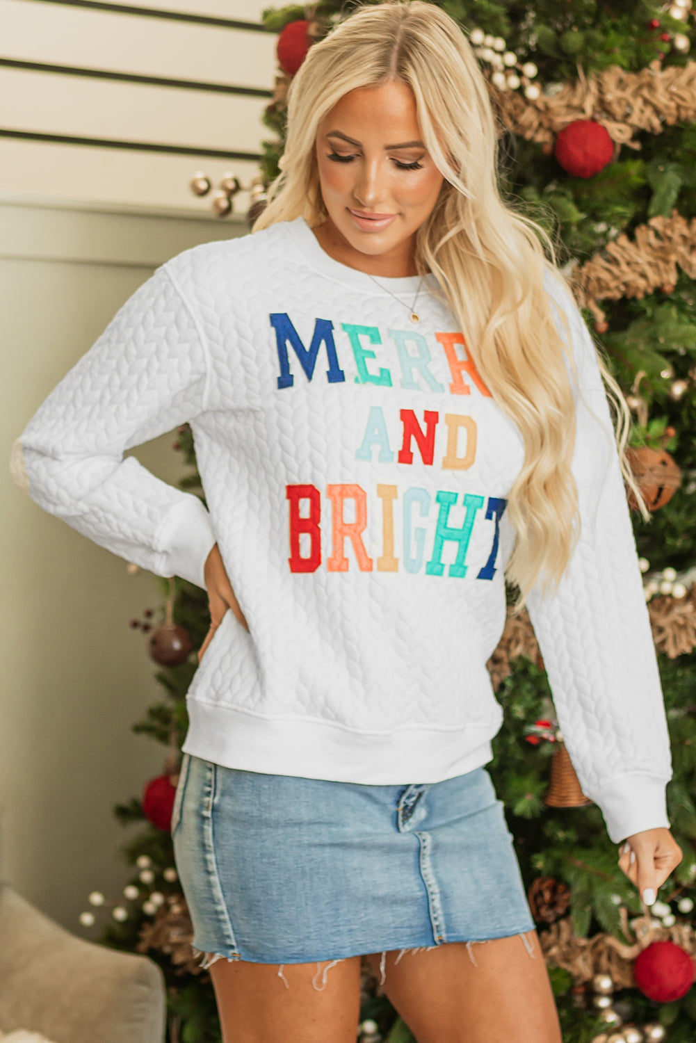 White Merry And Bright Pullover Top