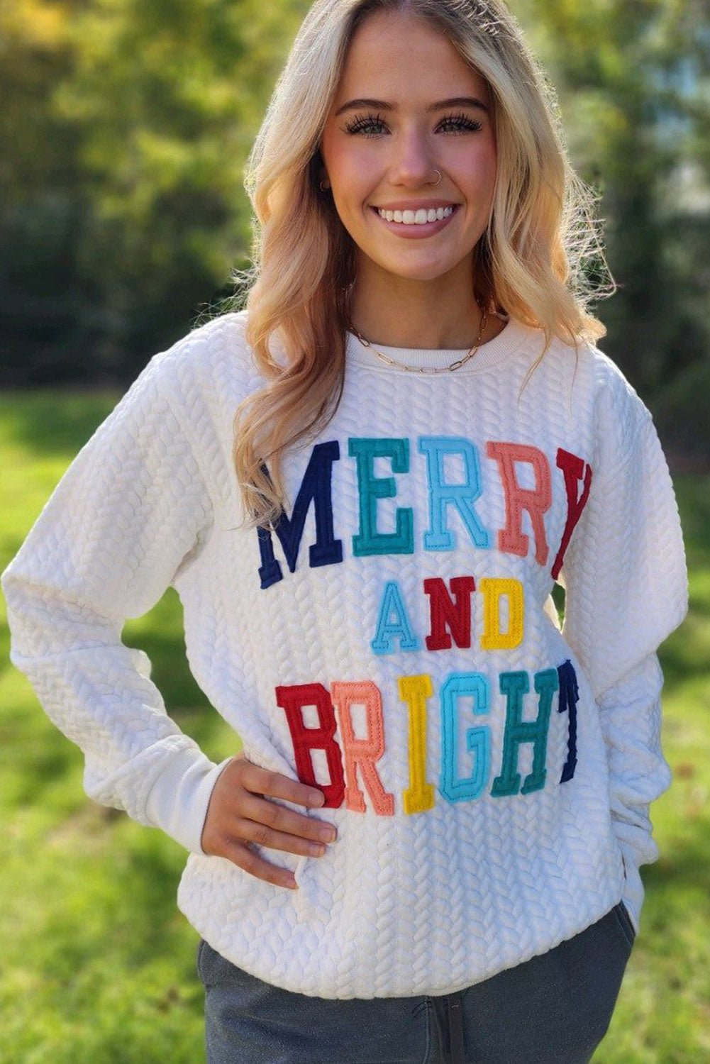 White Merry And Bright Pullover Top