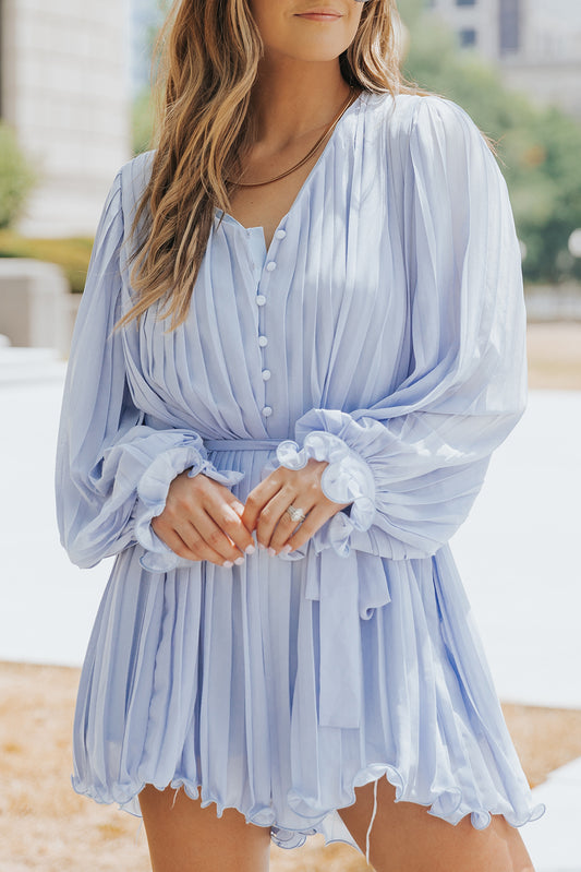 Sky Blue Pleated Romper