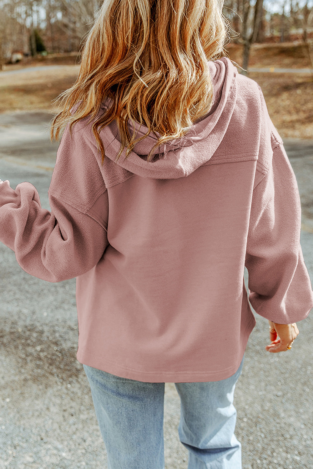 Pale Pink Hood Zip Up Jacket