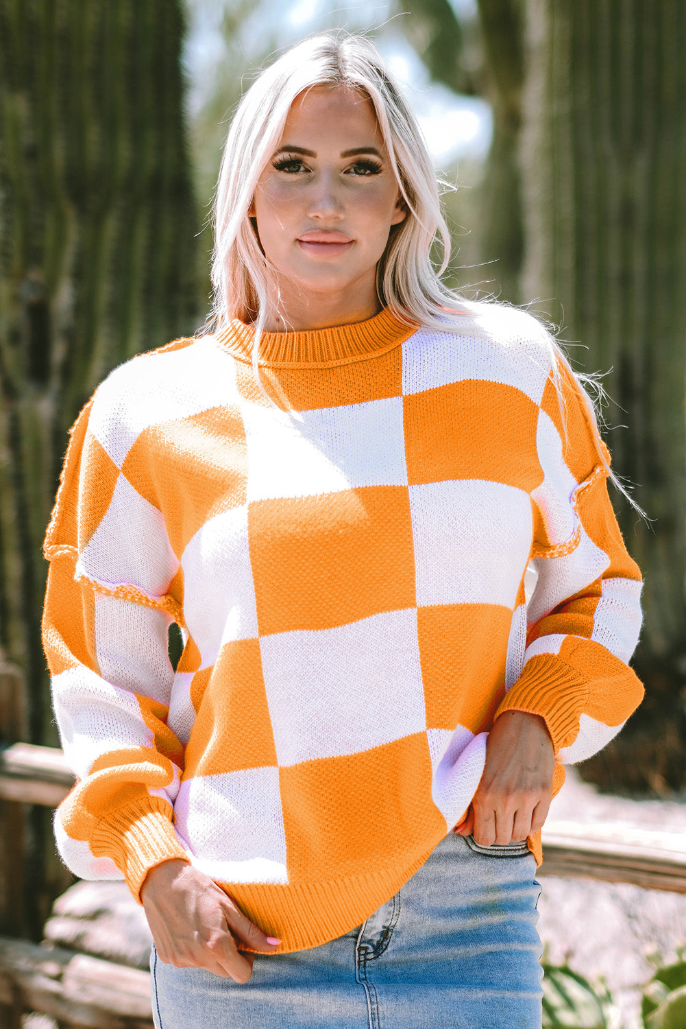 Orange Checkered Sweater