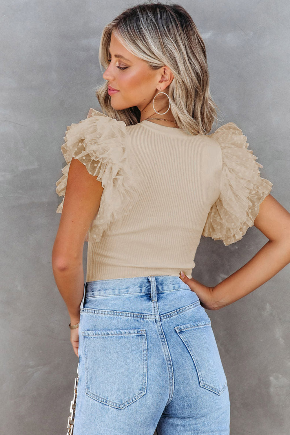 Apricot Ruffle Sleeve Top