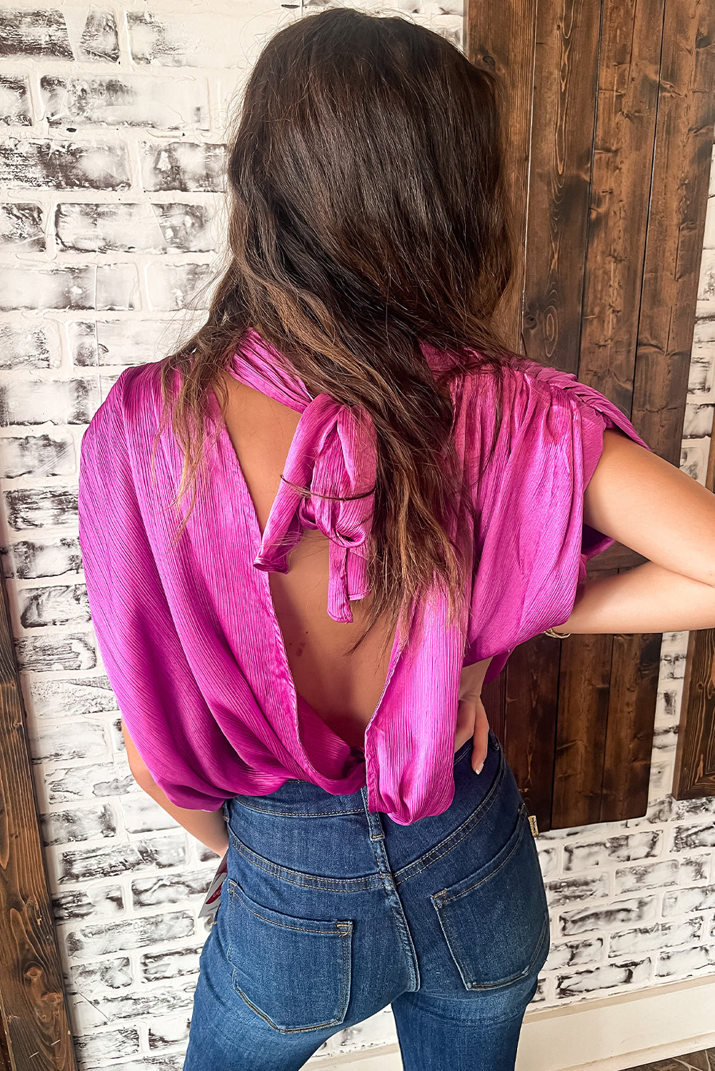 Bright Pink Knotted Backless Top