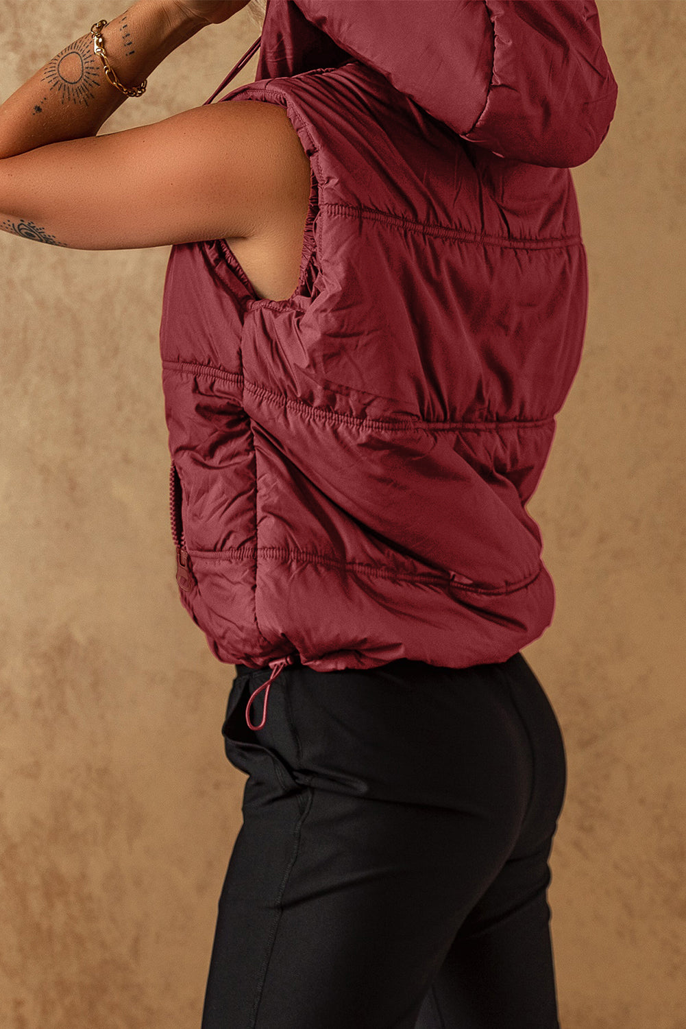 Clay Zip-up Hooded Puffer Vest