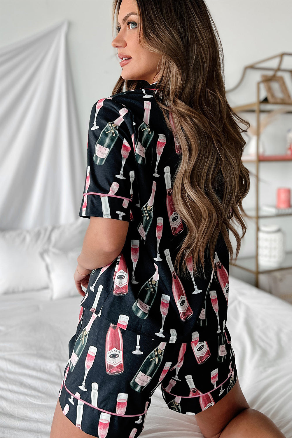 Black Champagne Print Pajamas