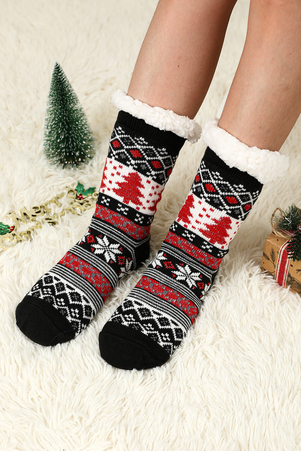 Black Christmas Tree Socks