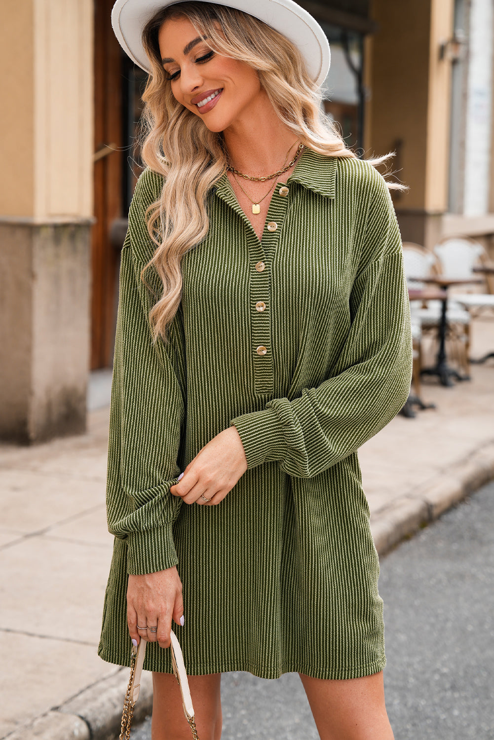 Moss Green Corded Dress