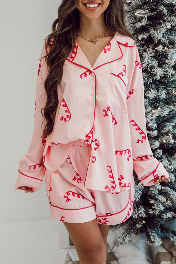 Pink Christmas Candy Cane Pajamas