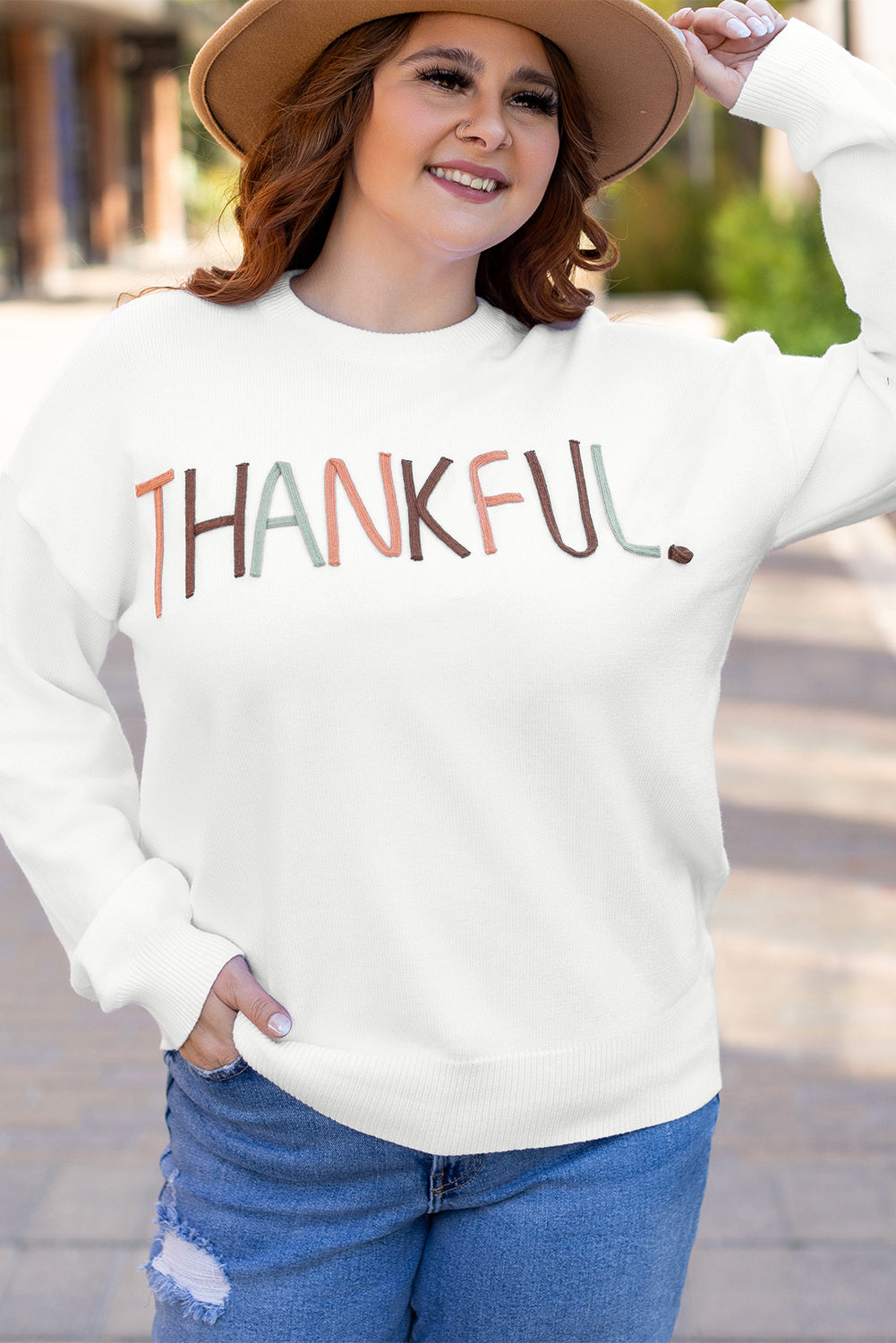 Thankful Ivory Plus Size Sweater