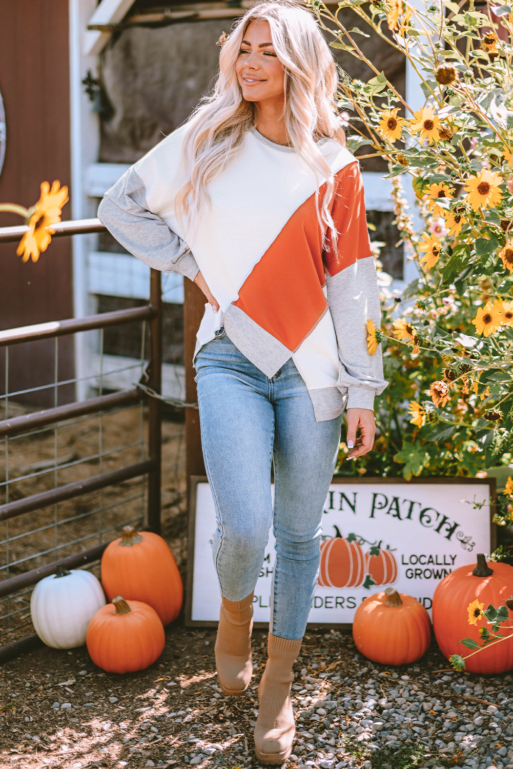 Khaki Colorblock Top