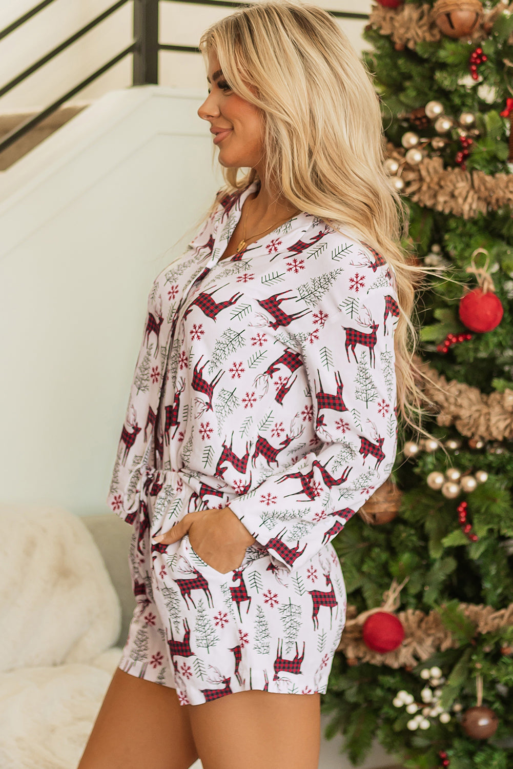 Checkered Reindeer Pajamas