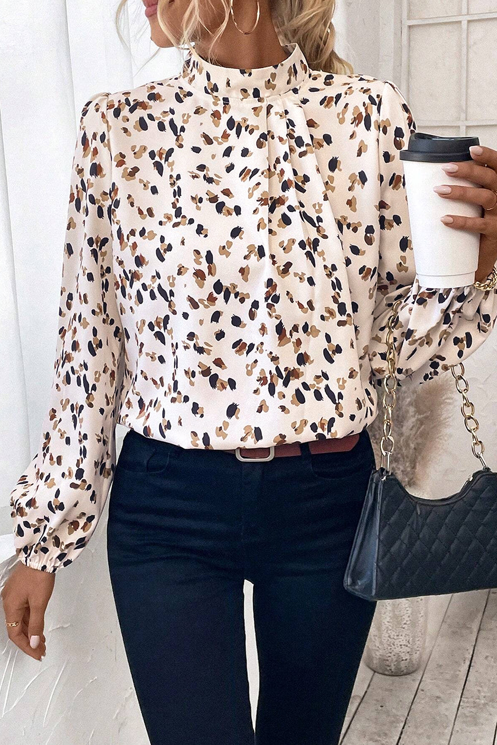 White Leopard Print Top