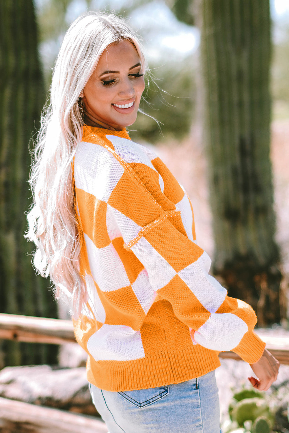 Orange Checkered Sweater