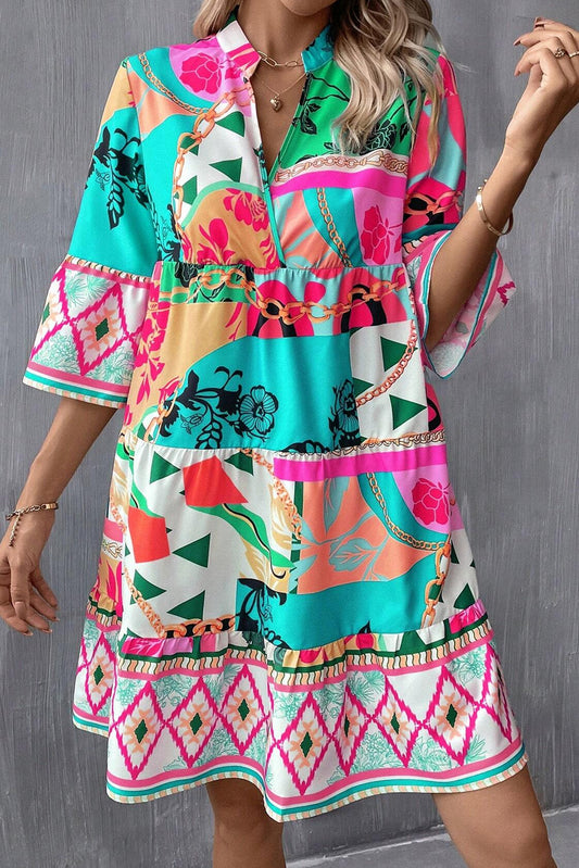 Multicolor Abstract Dress