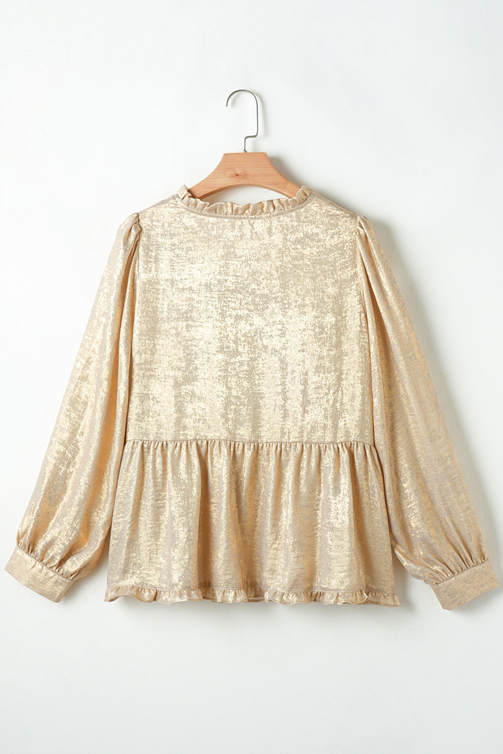 Gold Metallic Frilled Babydoll Blouse