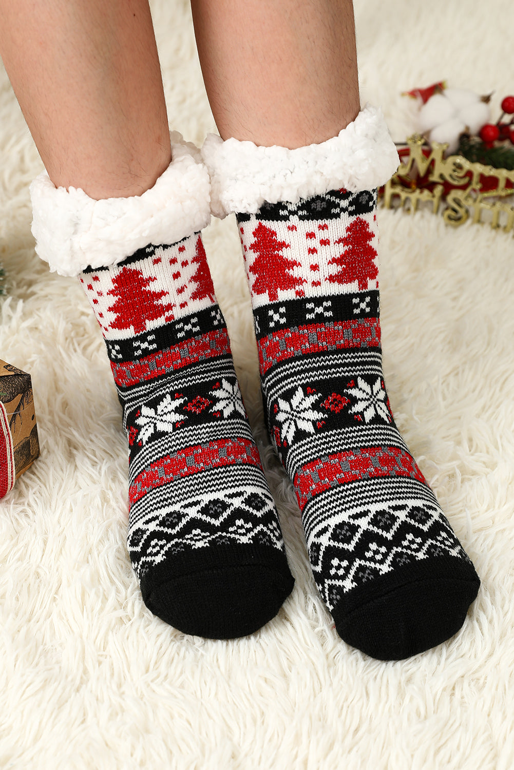 Black Christmas Tree Socks