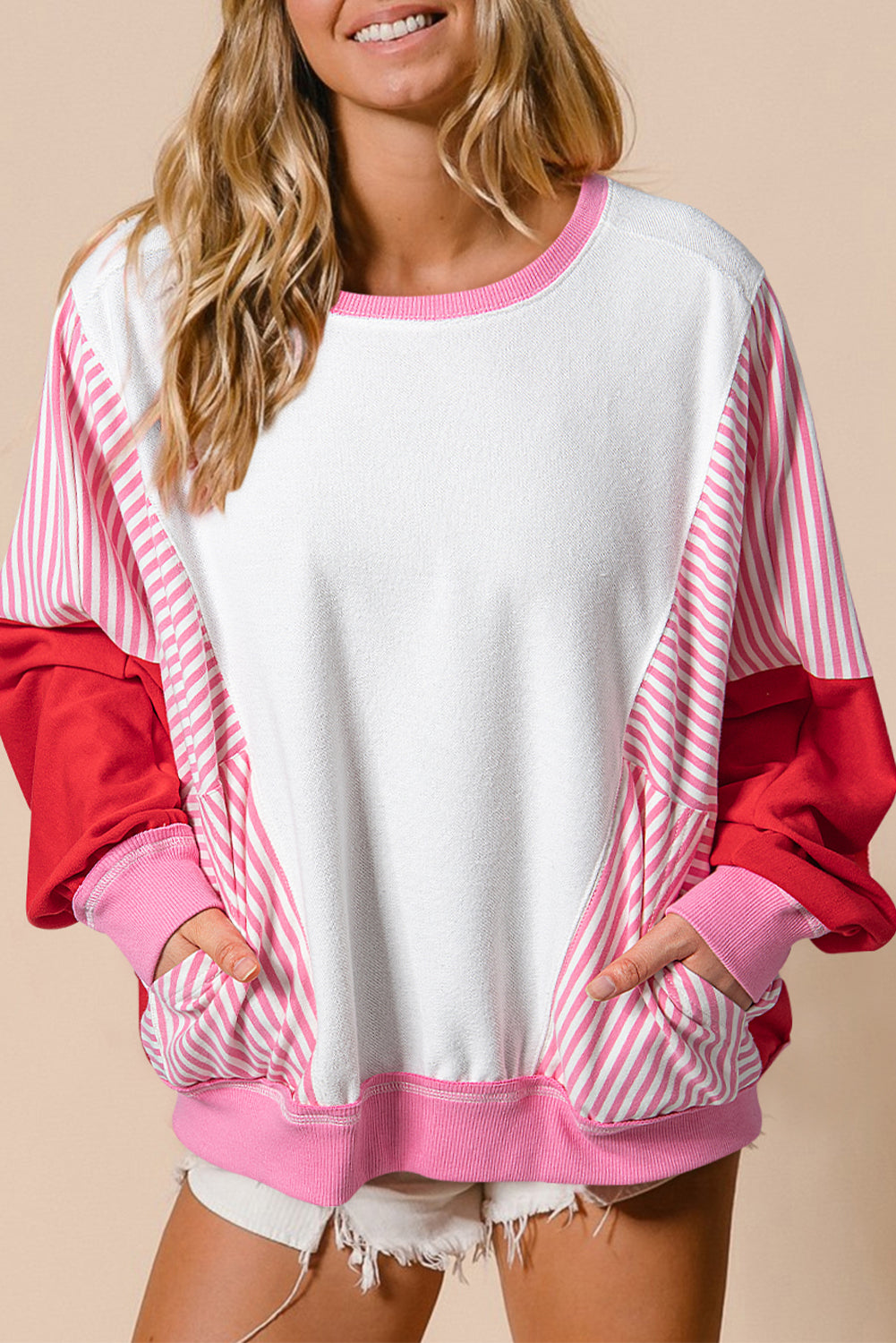 Rose Red Striped Sweatshirt