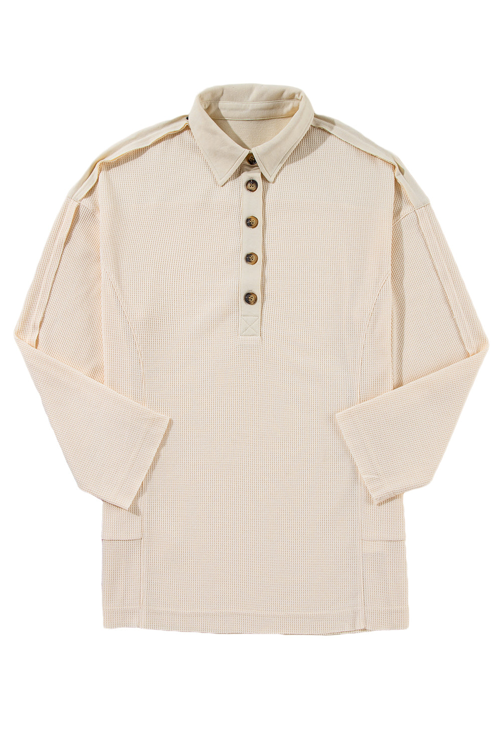 Ctream Waffle Half Button Top