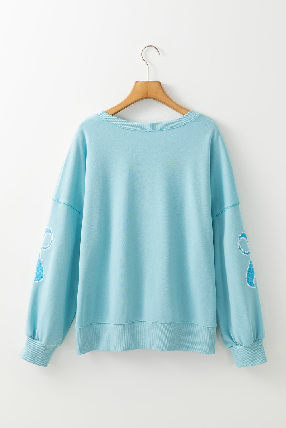 Blue Sequined Bowknot Sweatshirt