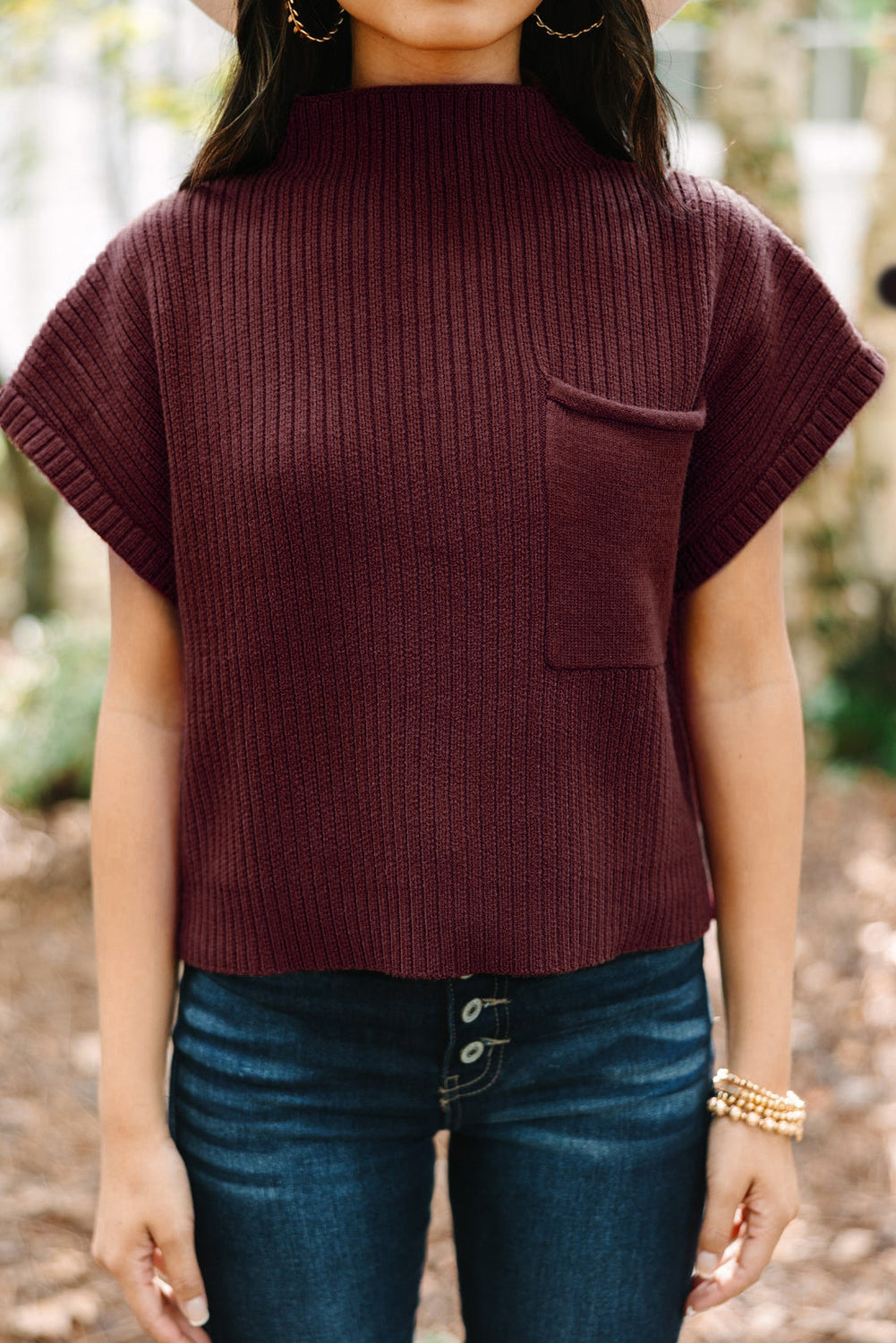 Burgundy Pocket Sweater