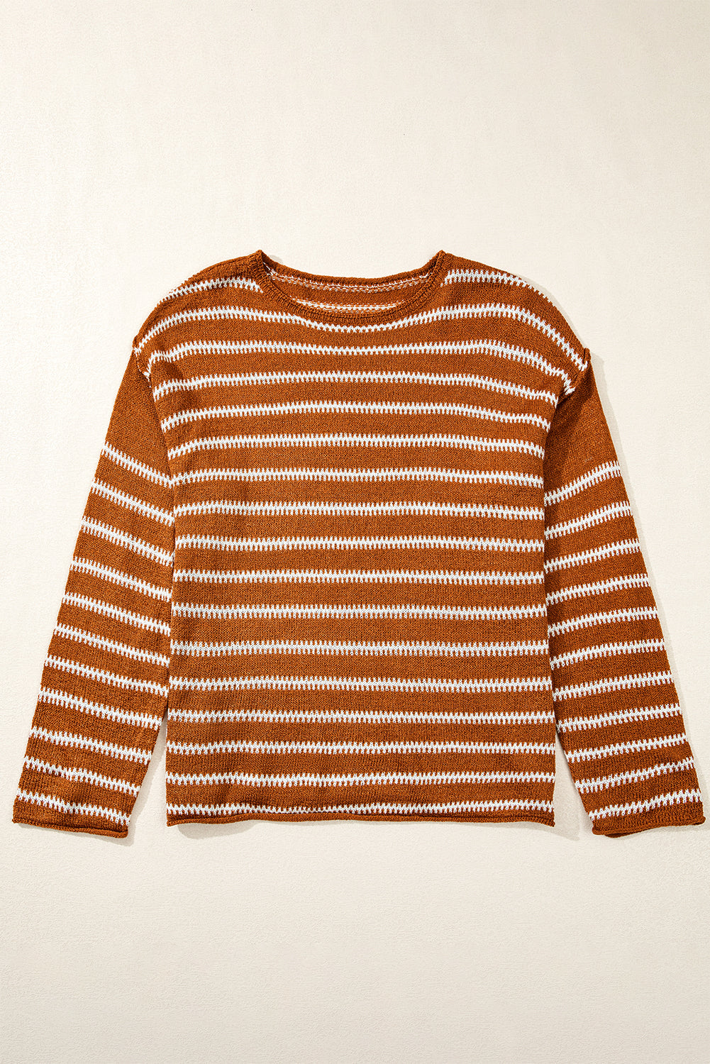 Brown Stripe Casual Sweater