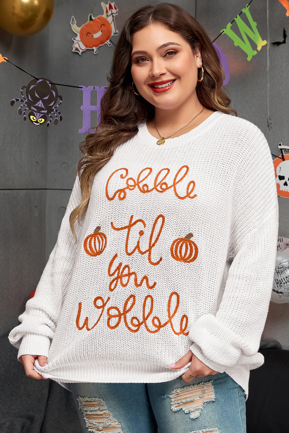 Gobble Til You Wobble Plus Size Sweater