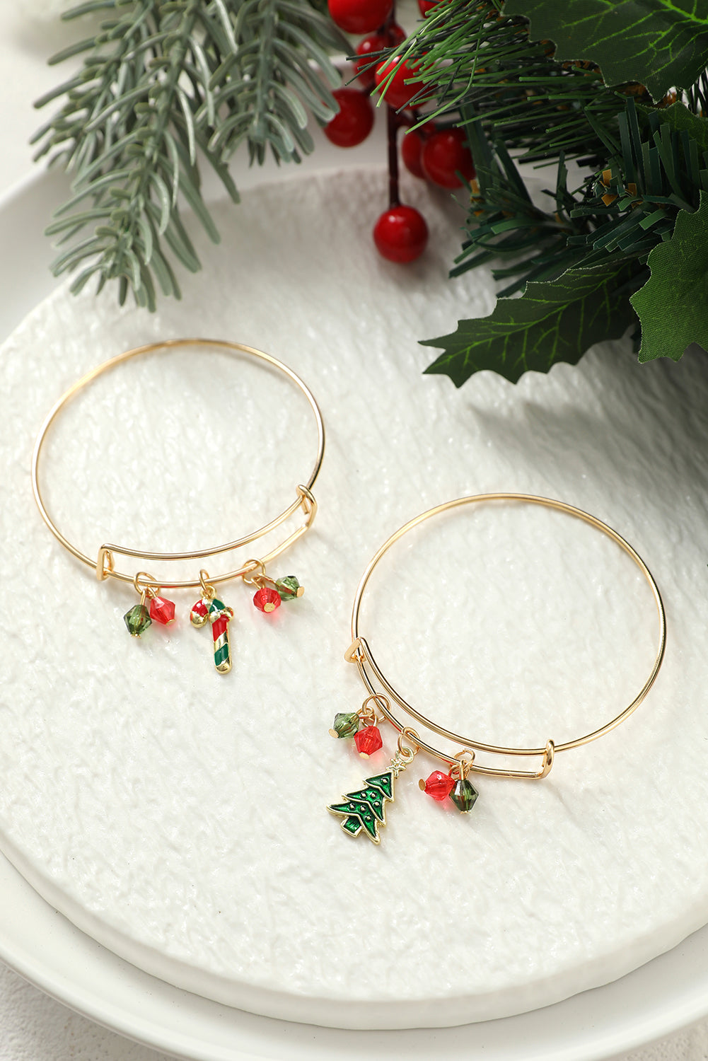 Gold Christmas Candy Cane Bracelet