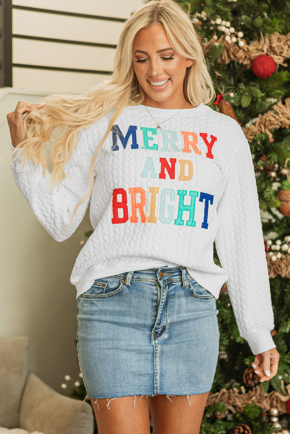 White Merry And Bright Pullover Top