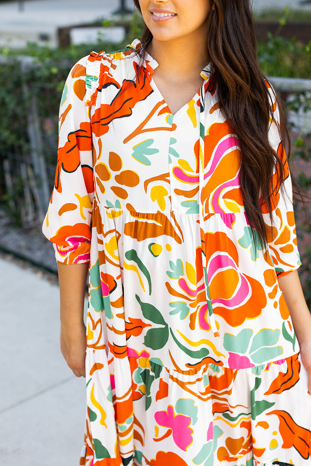 Orange Floral Print Maxi Dress