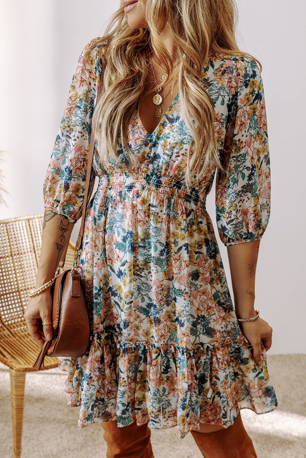 Sky Blue Floral Dress