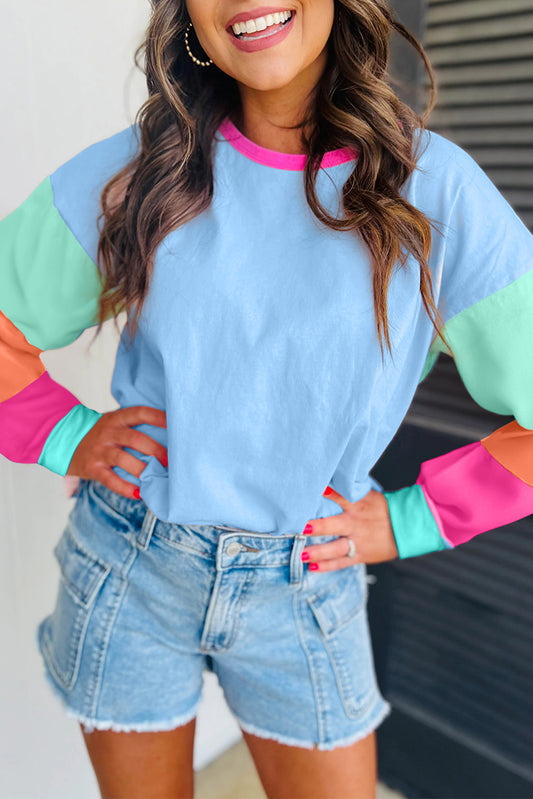 Blue Colorblock Top