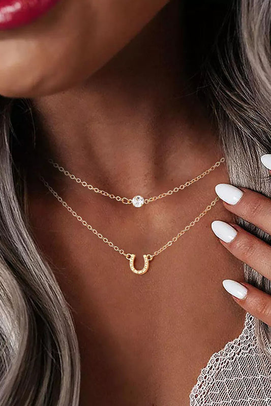 Gold Horseshoe Layered Necklace