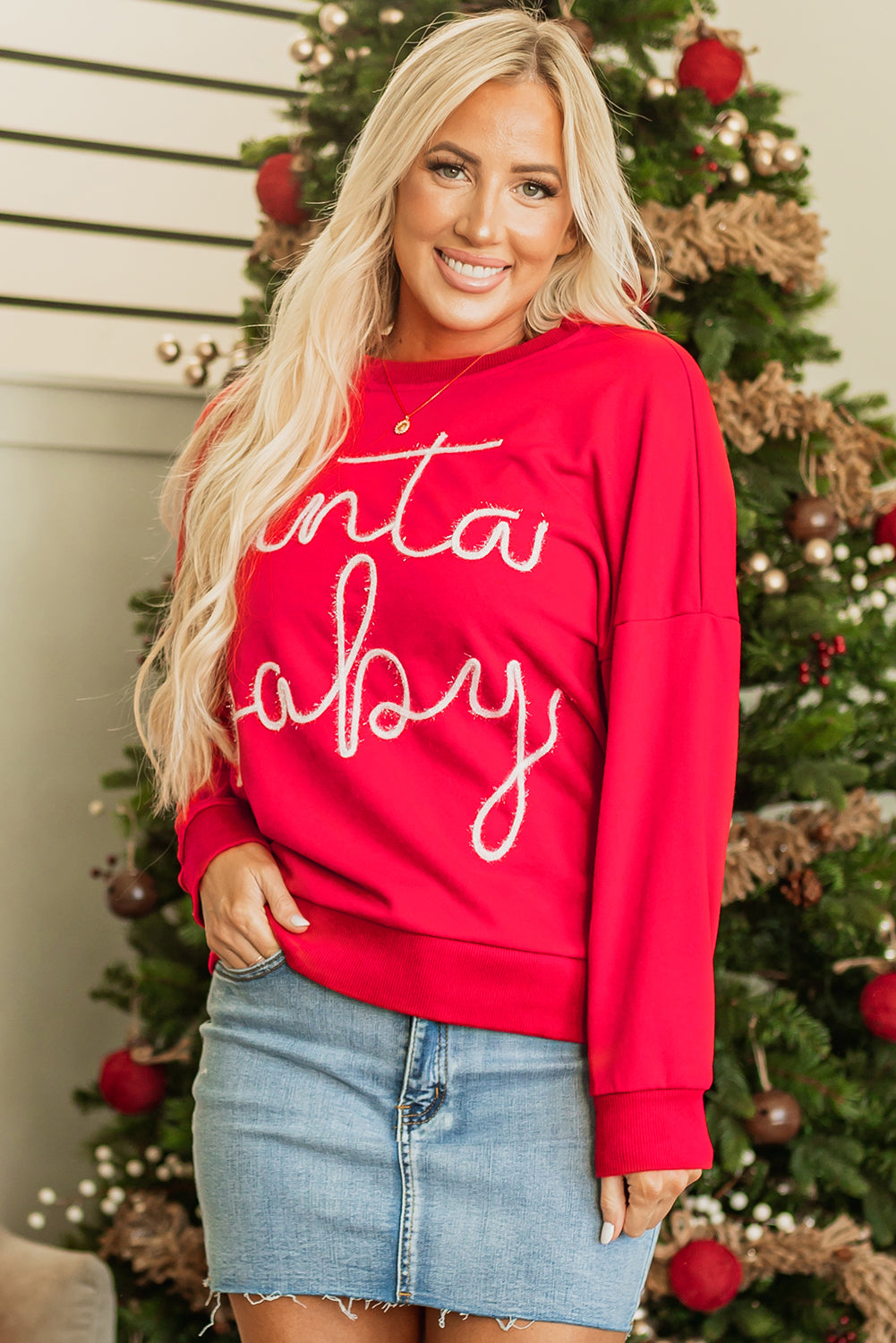 Red Christmas Santa Baby Sweatshirt