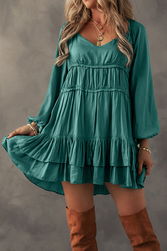 Mist Green Tiered Mini Dress