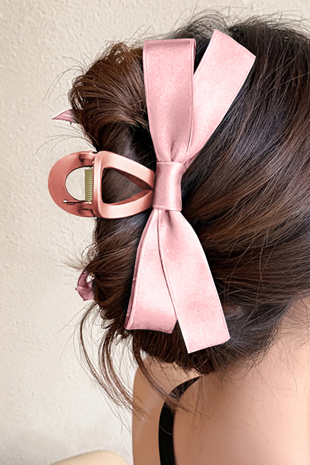 Pink Bow Large Hair Claw Clip