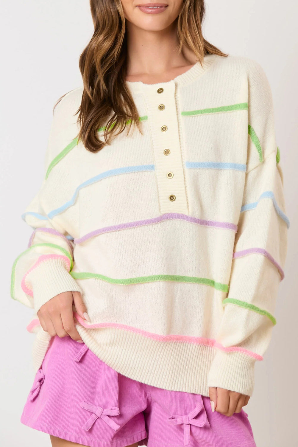 White Rainbow Stripes Sweater