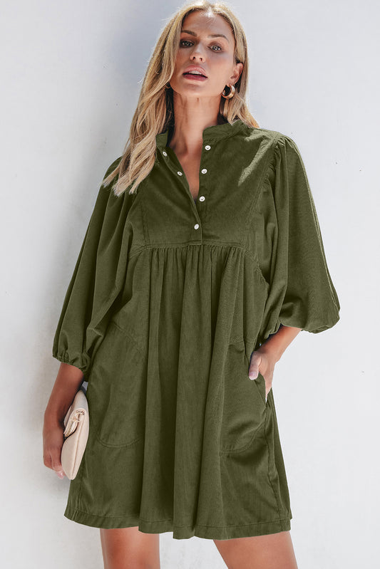 Vineyard Green Corduroy Snap Dress