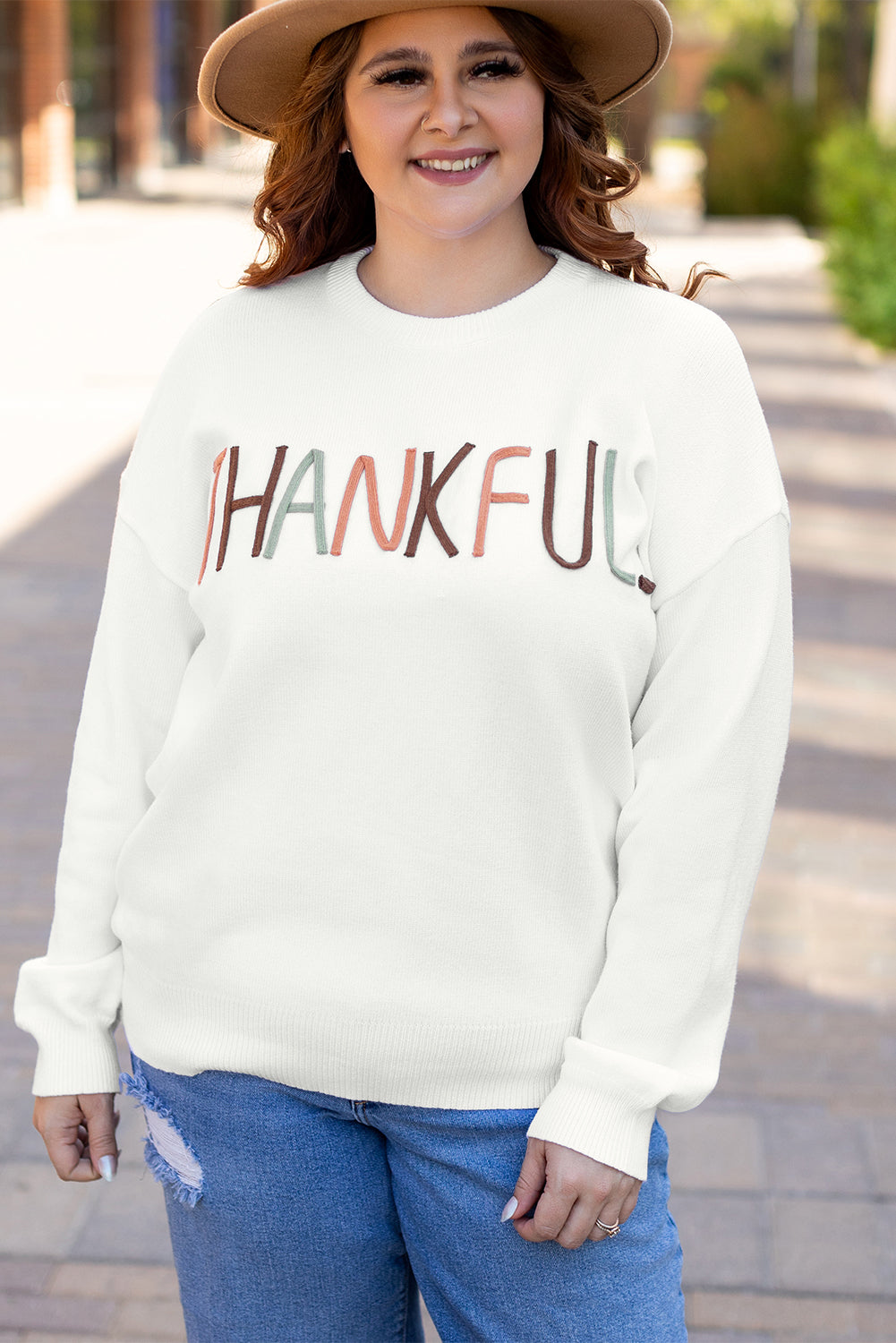 Thankful Ivory Plus Size Sweater