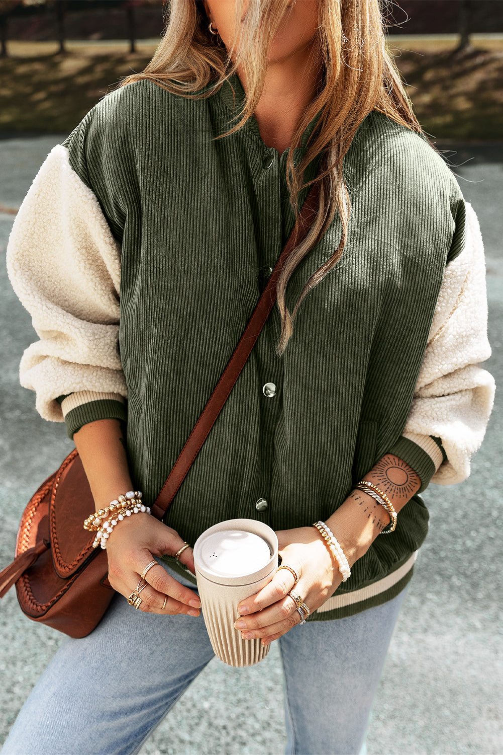 Green Corduroy Bomber Jacket