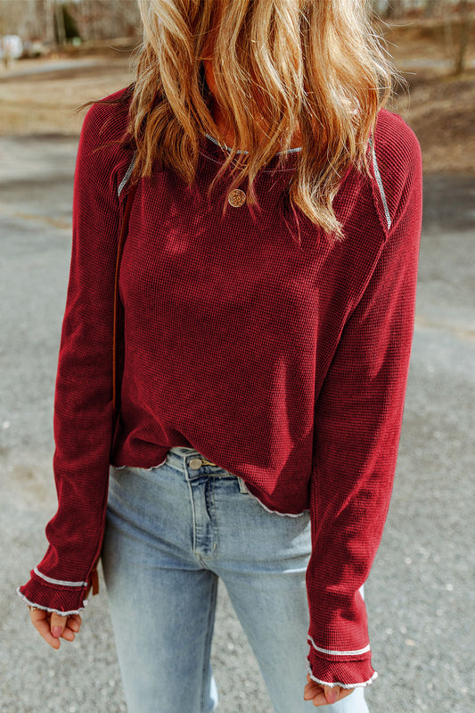 Red Textured Top