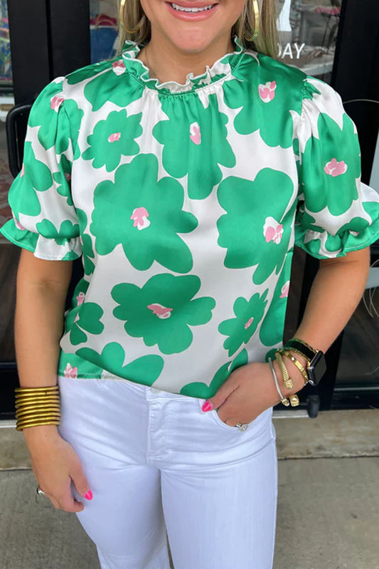 Green Floral Top