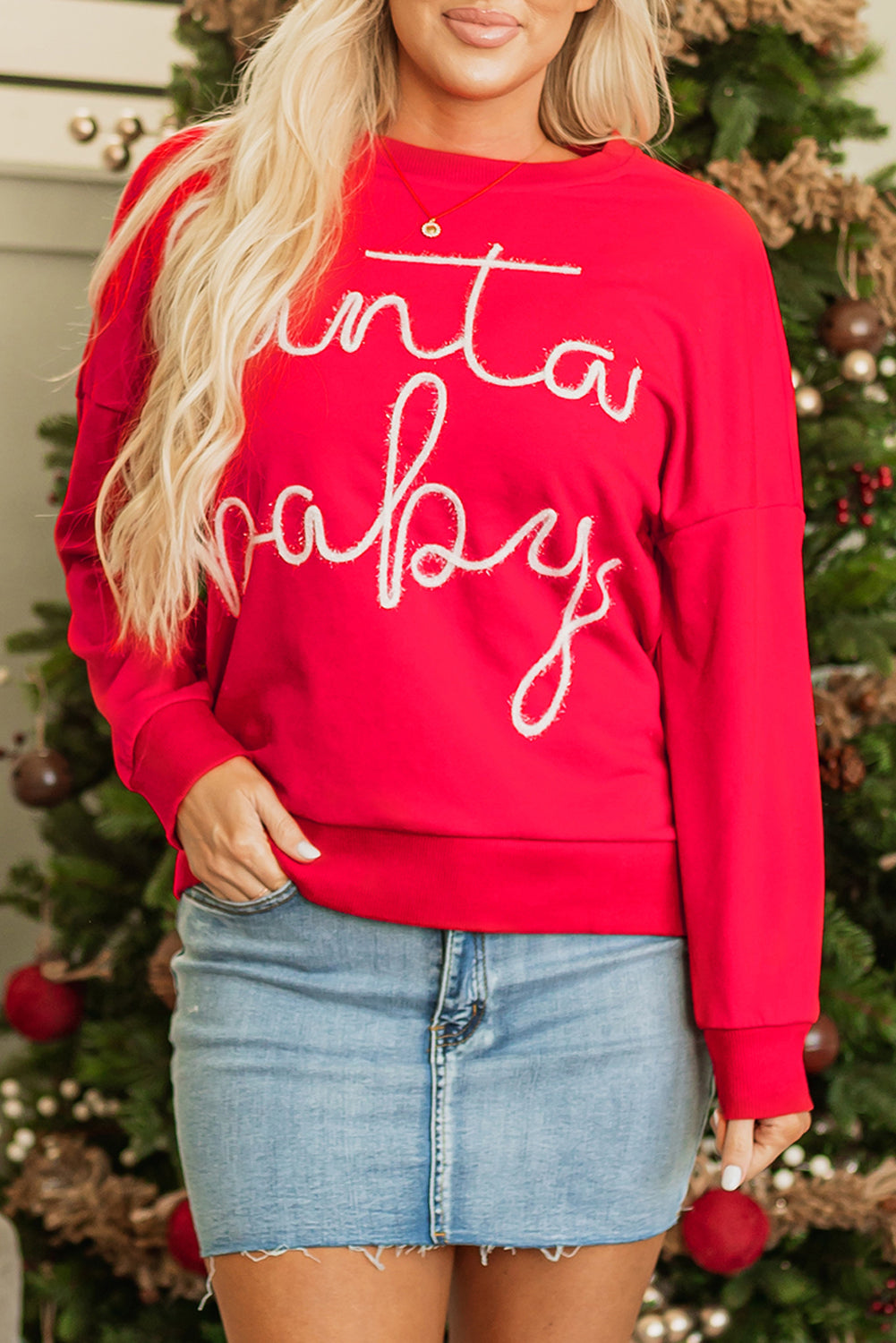 Red Christmas Santa Baby Sweatshirt