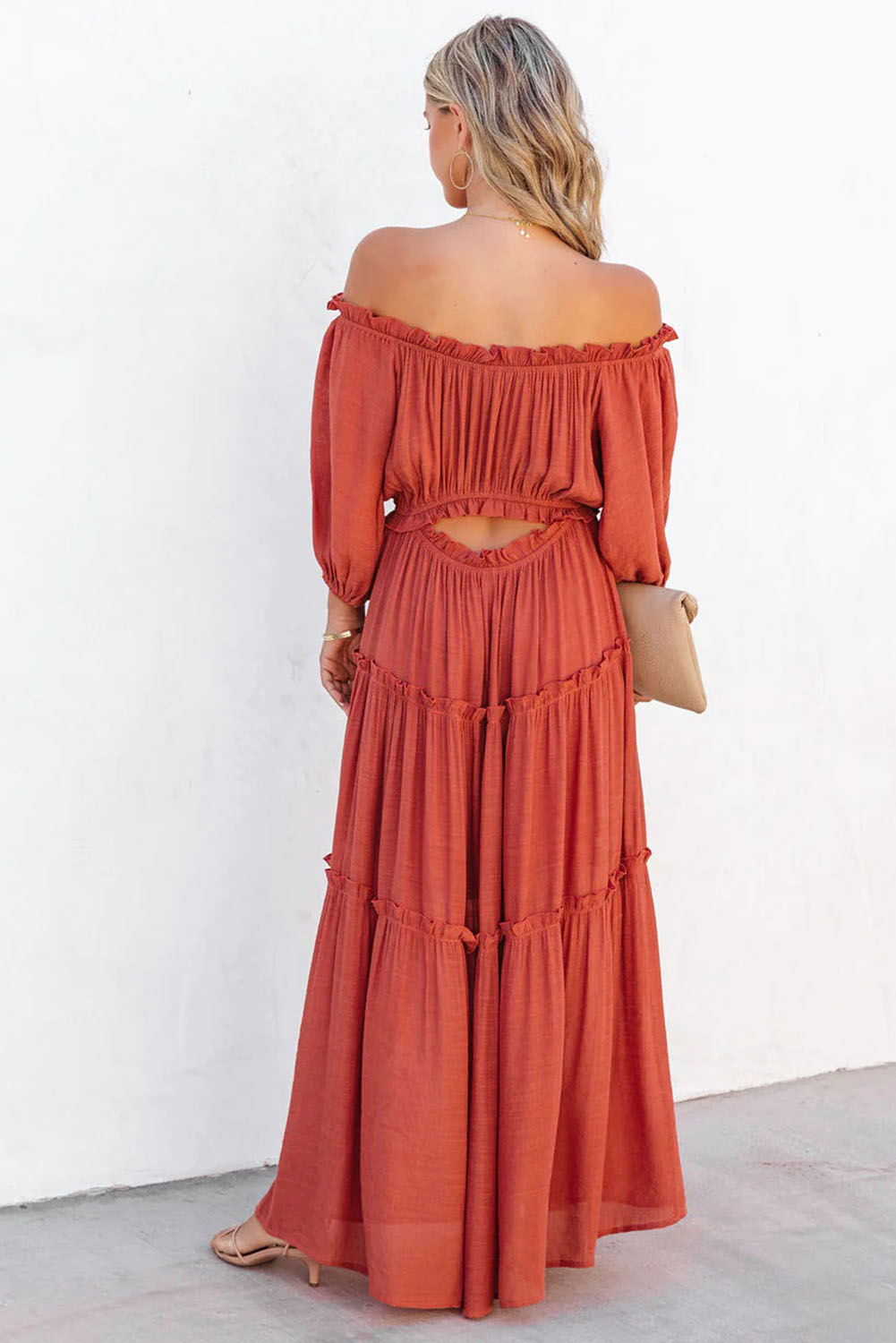 Orange Ruffled Maxi Dress